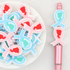Blue Pink Avatar Ribbon Silicone Focal Beads 20pcs