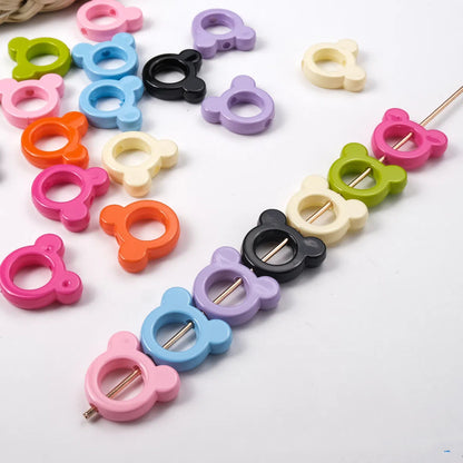 Glossy Painted 22mm Hollow Mickey Head Acrylic Bead Frame 50pcs