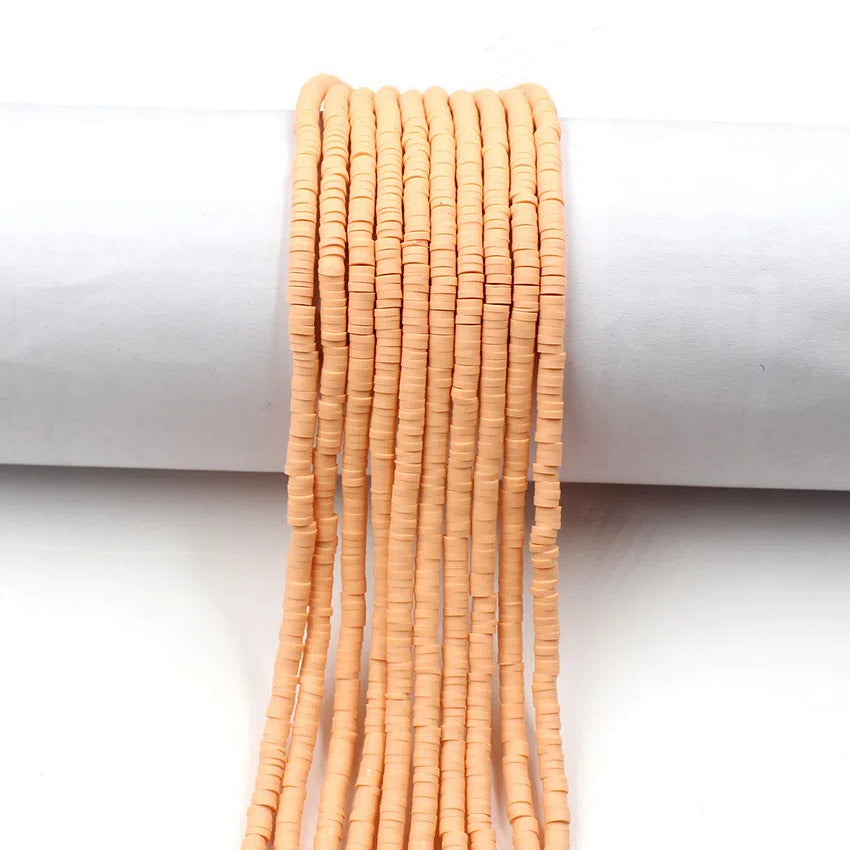 Flat Clay Beads 4mm Solid Color Polymer Disc 10strands 52