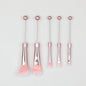 Beadable Makeup Brush Set Metal Handle Artificial Fiber Bristles 5pcs