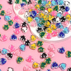 Dot Heart Acrylic Beads 12mm Colorful Centers 5pcs 3