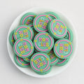 Green Round Silicone Focal Beads Mom Club Design 20pcs