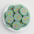 Green Round Silicone Focal Beads Mom Club Design 20pcs