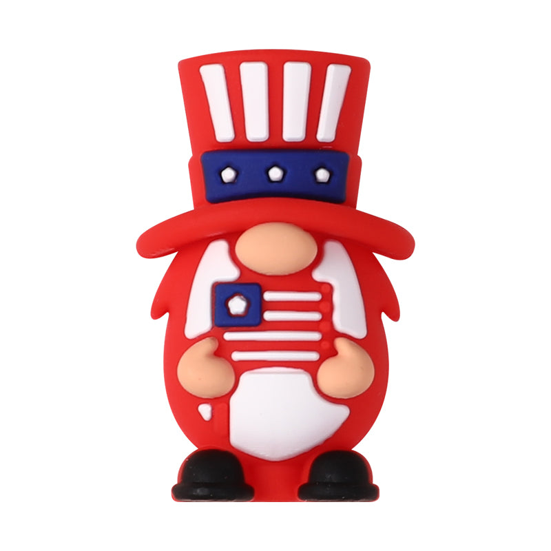 Silicone 3D Focal Beads Independence Day Dwarf USA Text Stars 20pcs 14