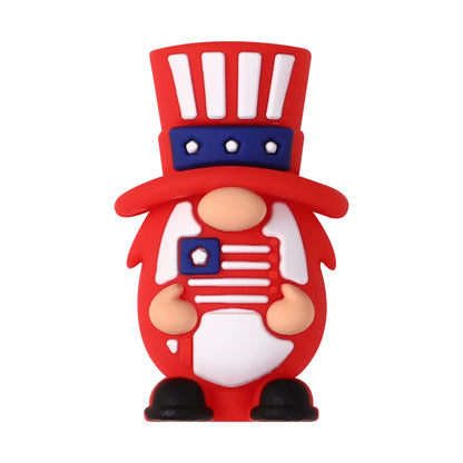 Silicone 3D Focal Beads Independence Day Dwarf USA Text Stars 20pcs 14