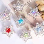Alloy Double-Sided Five Point Star Beads with Rhinestones 2pcs