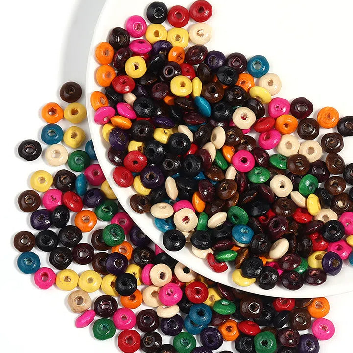 Wooden Round Spacer Beads 6mm 8mm Colorful Dyed Schima 250g