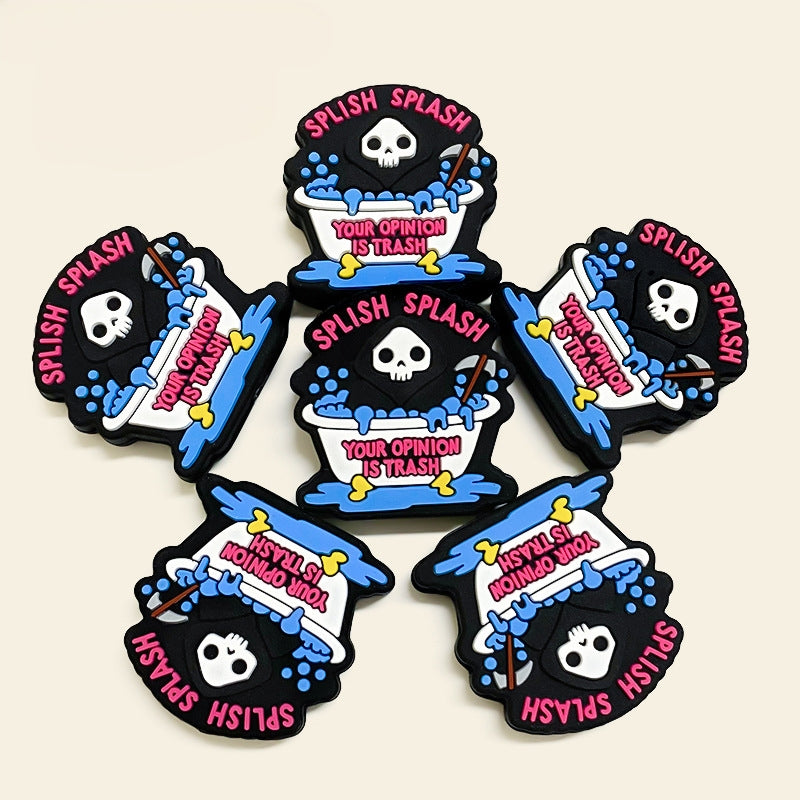 Silicone Focal Beads Halloween Skeleton Bold Bathtub Neon Text 20pcs