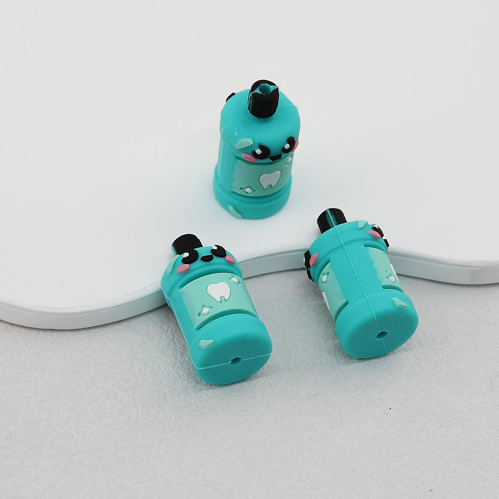Silicone 3D Blue Mouthwash Bottle Focal Beads 20pcs