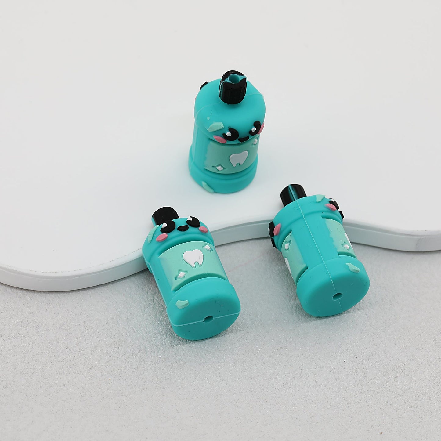 Silicone 3D Blue Mouthwash Bottle Focal Beads 20pcs