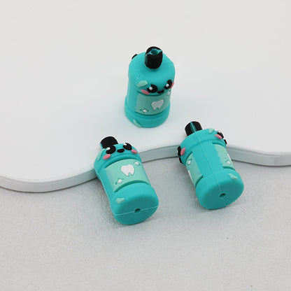 Silicone 3D Blue Mouthwash Bottle Focal Beads 20pcs