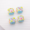 Painted Square Acrylic Beads 15mm Circus Pig Rabbit Expression 5pcs 3