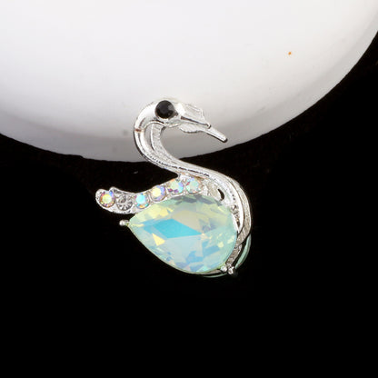 24mm Alloy Swan Crystal Rhinestone Beads 2pcs 7