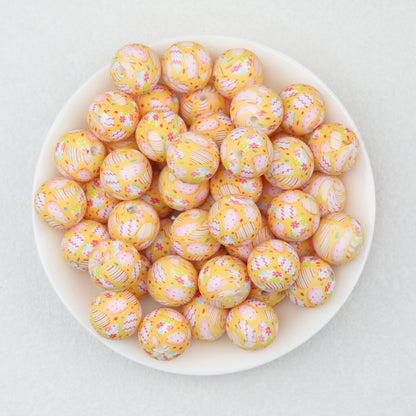 Easter Pattern 15mm Silicone Beads Printed Design 50pcs 4