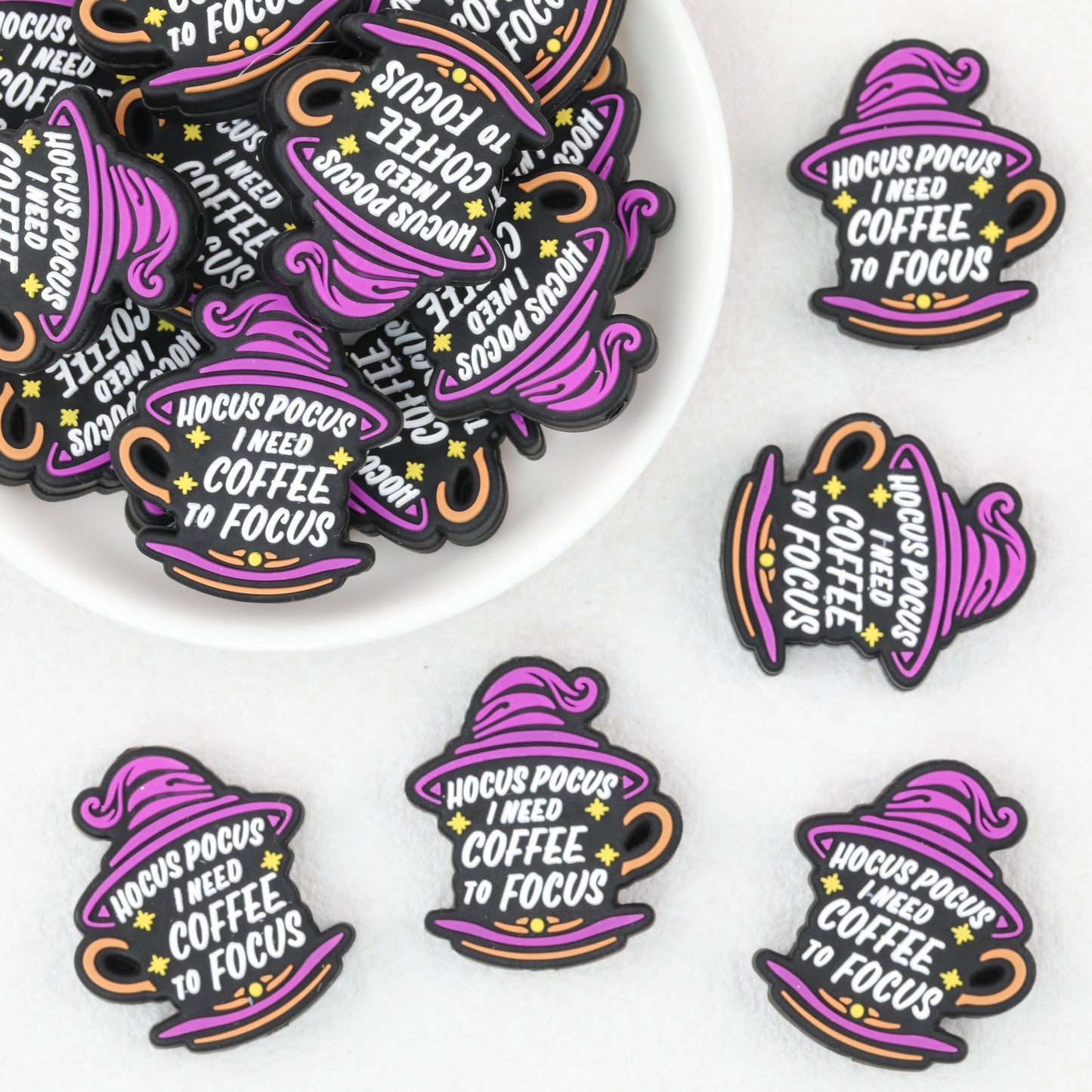 Silicone Focal Beads Halloween Witch Hat Coffee Design 20pcs