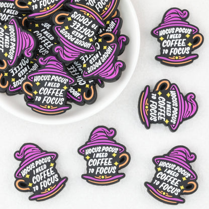 Silicone Focal Beads Halloween Witch Hat Coffee Design 20pcs