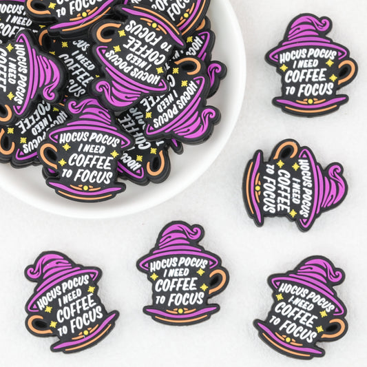 Silicone Focal Beads Halloween Witch Hat Coffee Design 20pcs
