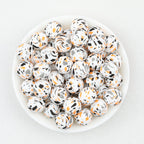 15mm Multicolor Patterned Printed Round Silicone Beads 50pcs - Glass