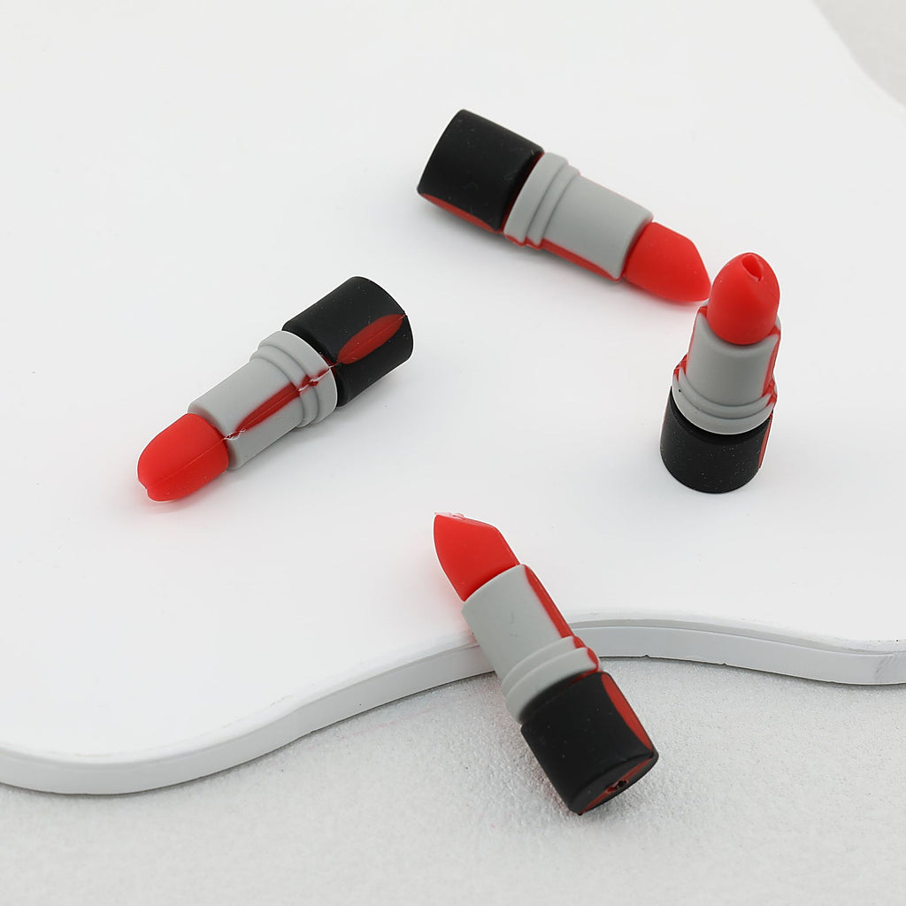 Red Lipstick 3D Silicone Focal Beads 20 pcs