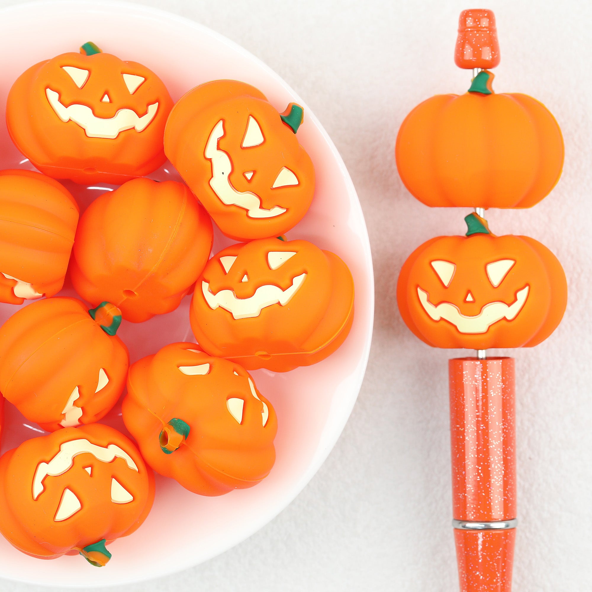 3D Halloween Grimace Pumpkin Silicone Focal Beads 20Pcs 
