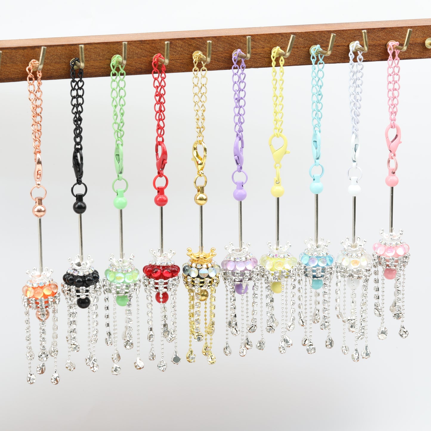 Fancy Crown Tassel Polymer Clay Beads with Rhinestones 23mm 5pcs 2