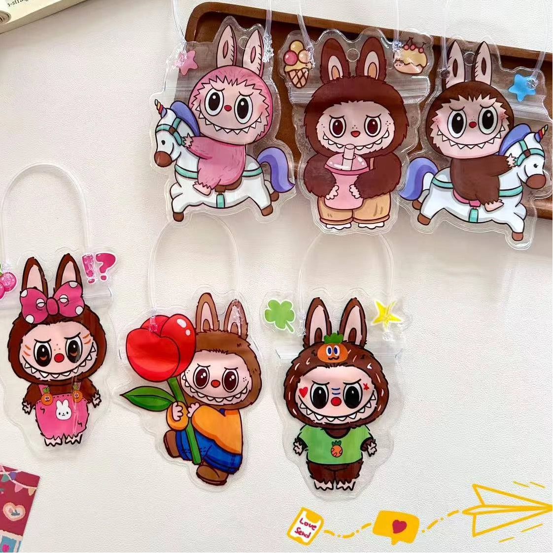 Labub Pattern Zip Lock Bags PVC Plastic Clear 18x10cm 10pcs