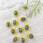 Silicone 3D Focal Beads Rugby Ball Yellow Realistic Stitching 20pcs 5