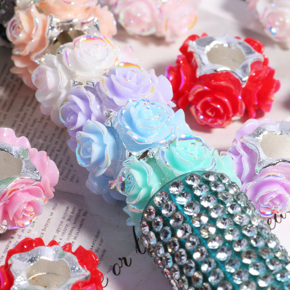 Rose Design 16mm Alloy Spacer Beads 10pcs 3