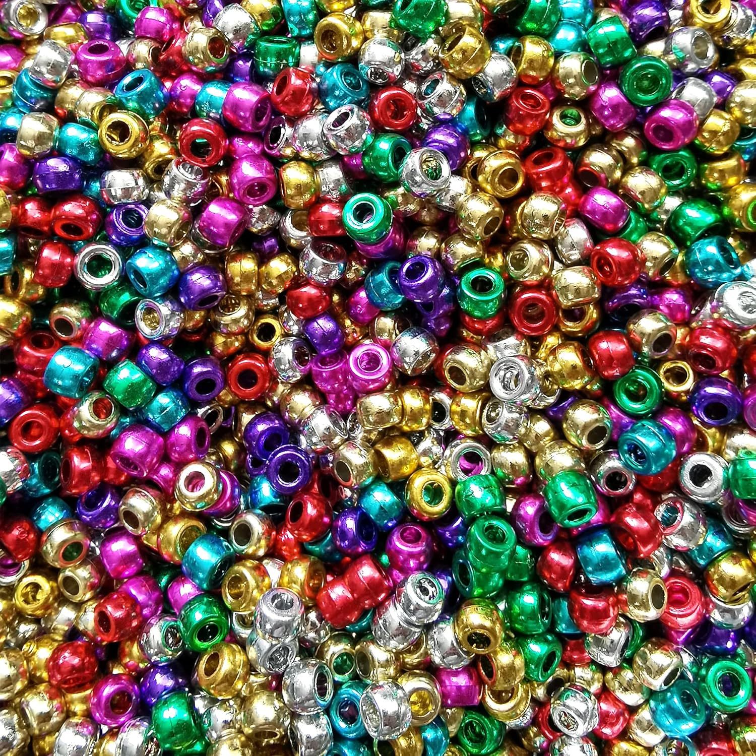 Plating Metallic Color Acrylic Pony Beads 9mm Mixed 150pcs