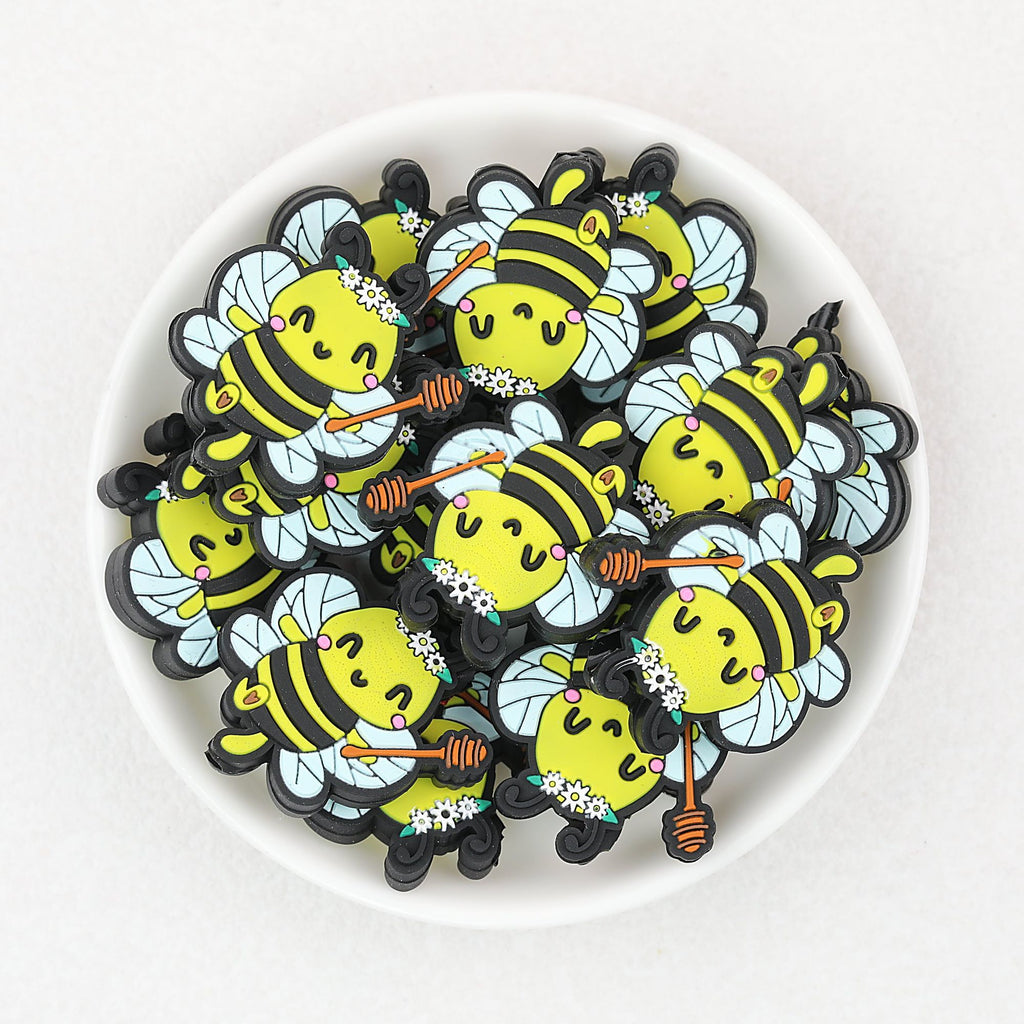 Cute Bee Wreath Silicone Focal Beads 20 pcs