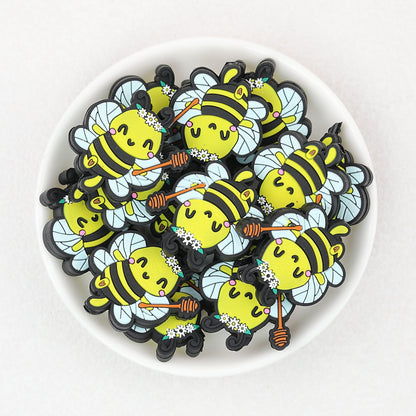 Cute Bee Wreath Silicone Focal Beads 20 pcs