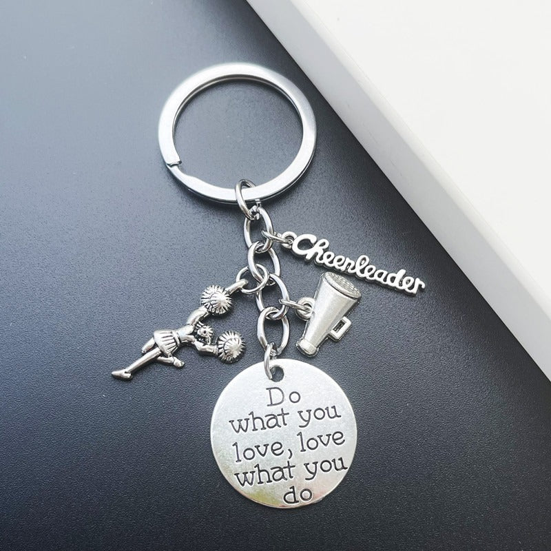 Alloy Cheerleader Keychain Silver Tone Sporty Mid Kick Charm 3