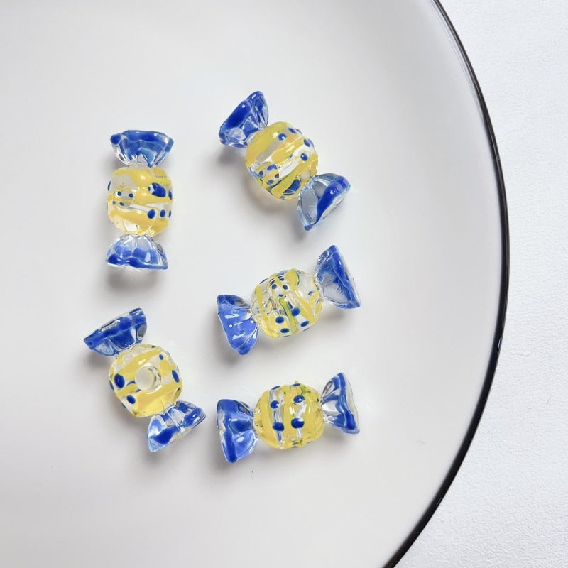 Hand Painted Wave Point Candy Acrylic Beads 14mm 5pcs 2