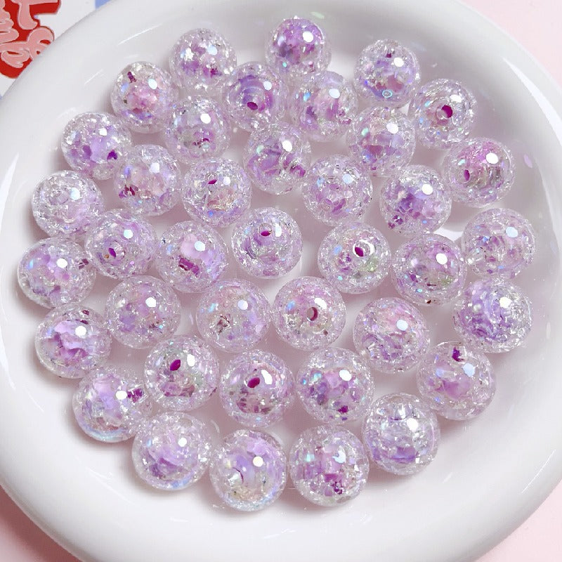 Sparkling Round Acrylic Beads 16mm Crackled Glass Effect 10pcs 6
