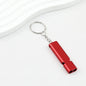 Survival Whistle Keychain Flat Aluminum Alloy Double Tube Self Defense - Red