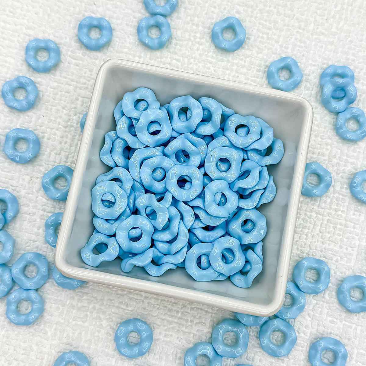 Acrylic Wavy Spacer Beads 12mm Baking Painted Colorful 50pcs - sky blue