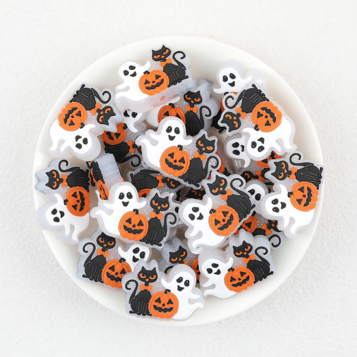 Halloween Ghost Pumpkin Cat Silicone Focal Beads 20Pcs  2