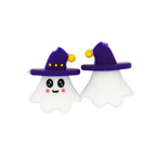 Silicone 3D Focal Beads Halloween Witch Ghost Purple Hat 20pcs