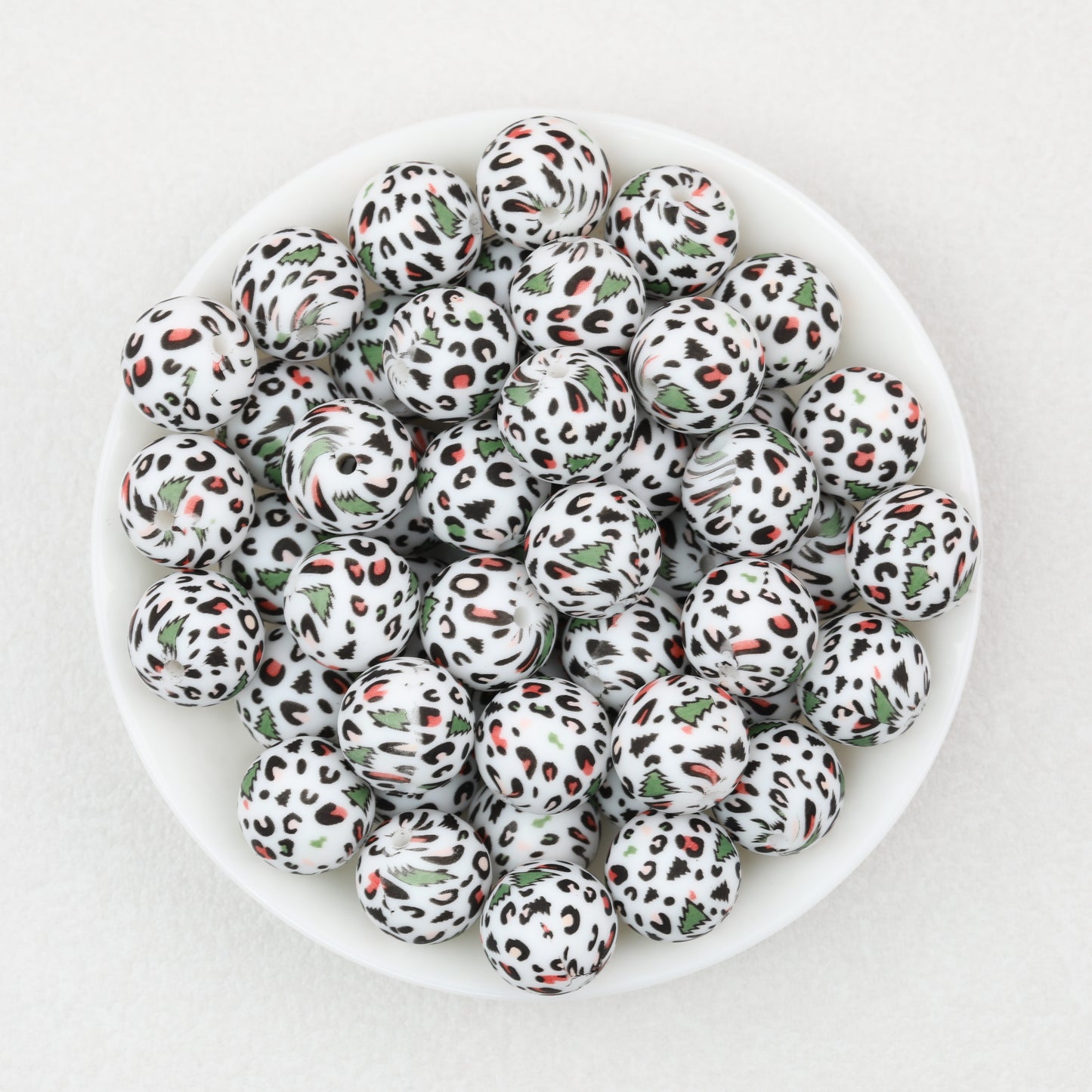 15mm Colored Leopard Print Round Silicone Beads 50pcs 3
