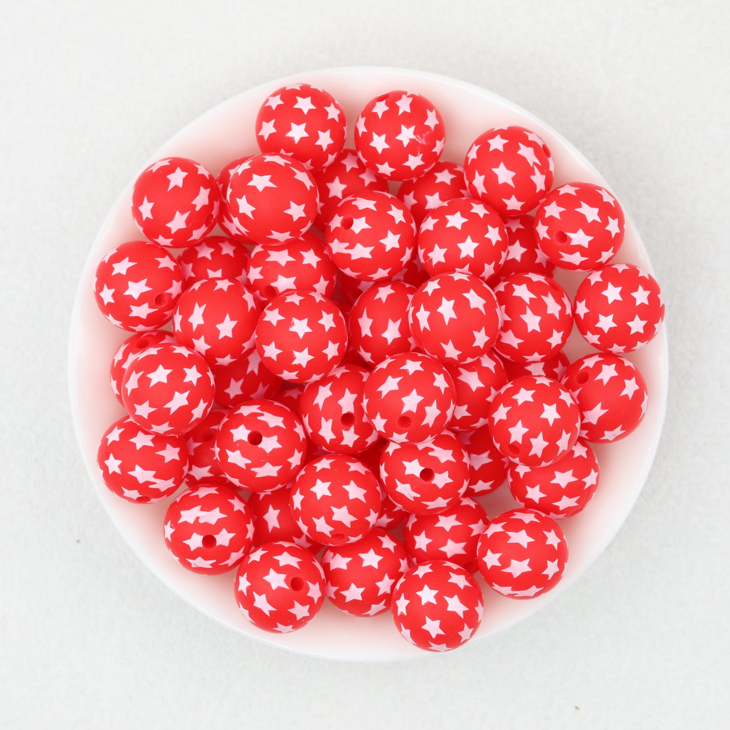 15mm US Themed Printed Silicone Round Beads 50pcs 3