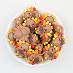  3D Thanksgiving Cute Turkey Silicone Focal Beads 20Pcs 2