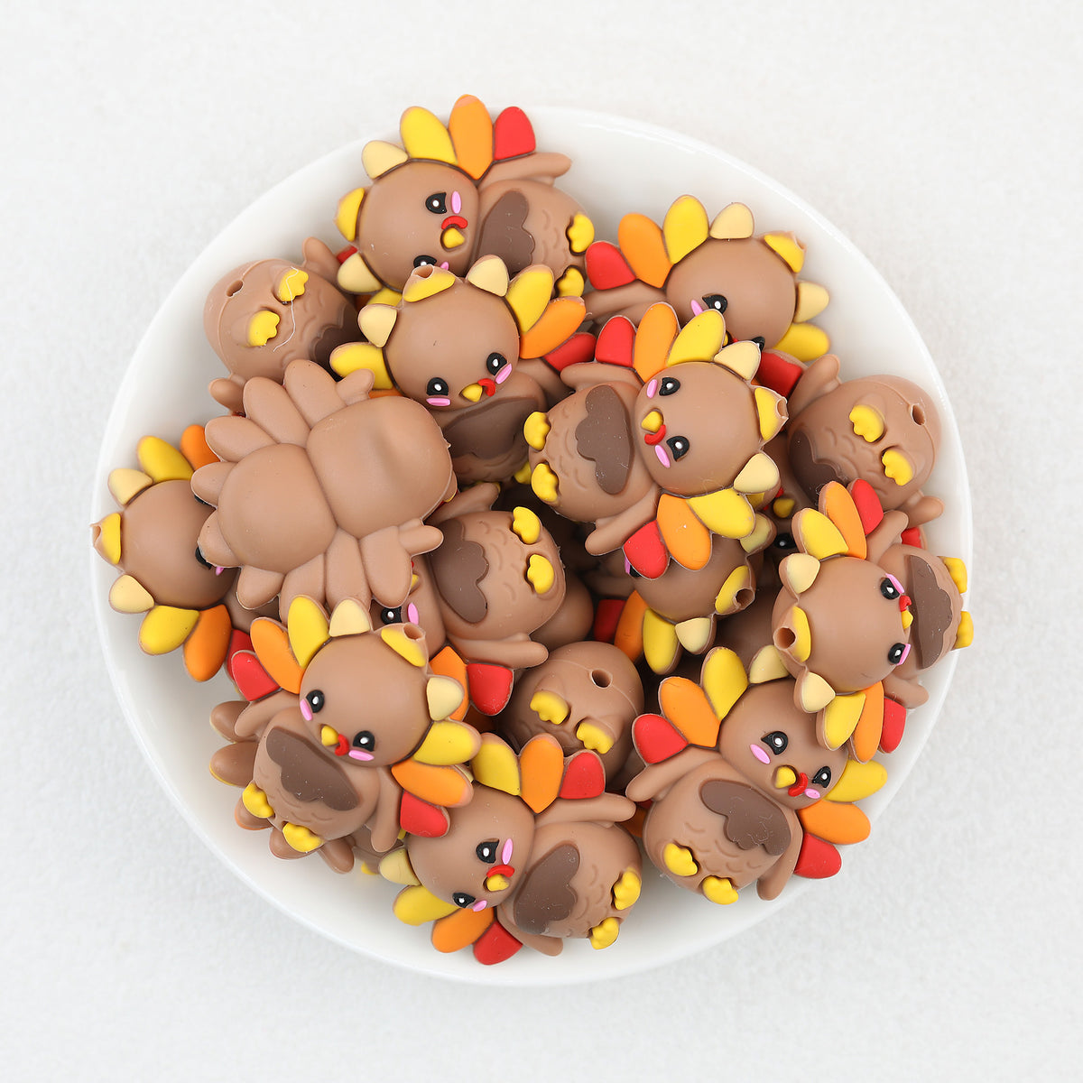  3D Thanksgiving Cute Turkey Silicone Focal Beads 20Pcs 2