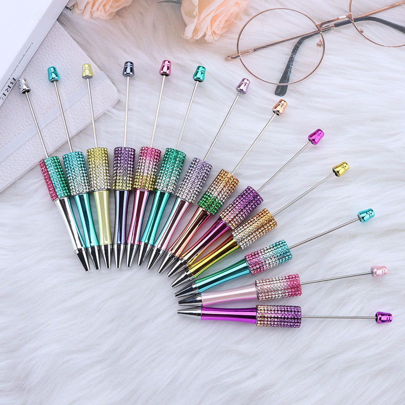Beadable Pen with Rhinestone Grip and Decorative Cap Multiple Colors 2