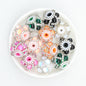 Vintage Cat Eye Acrylic Beads Rhinestone Embellished 22mm 10pcs 2
