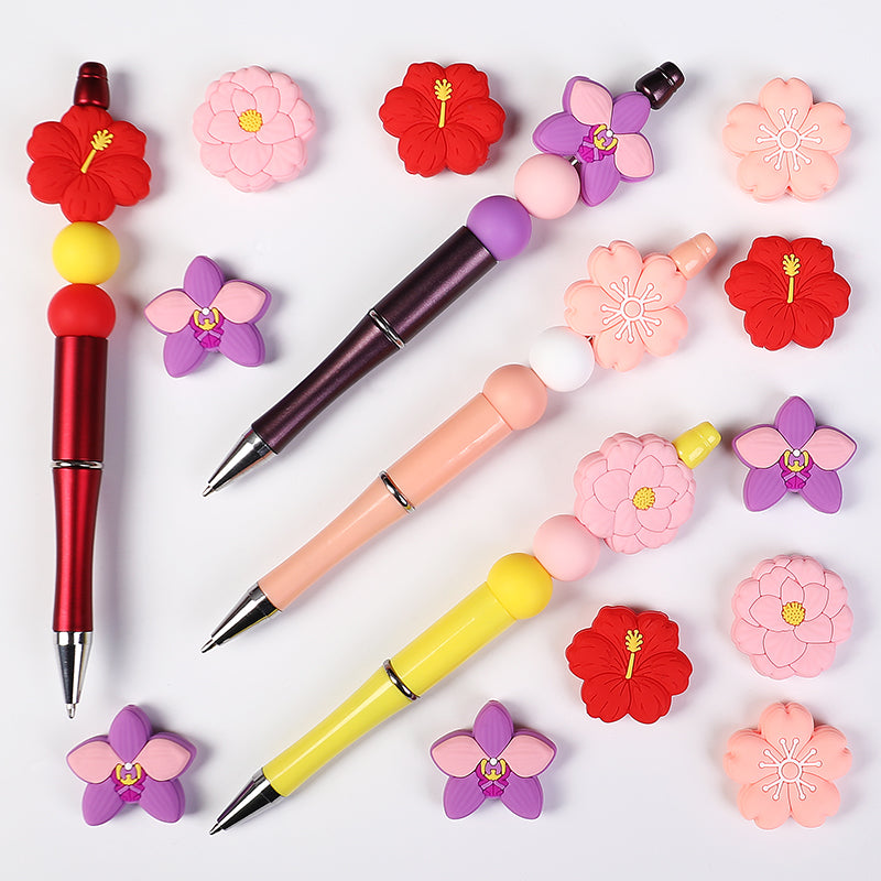 Floral 3D Silicone Focal Beads Assorted Flower Shapes 20pcs 5