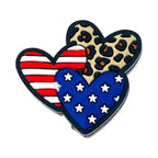 Silicone Focal Beads Independent Day US Love Triple Heart Overlap 20pcs