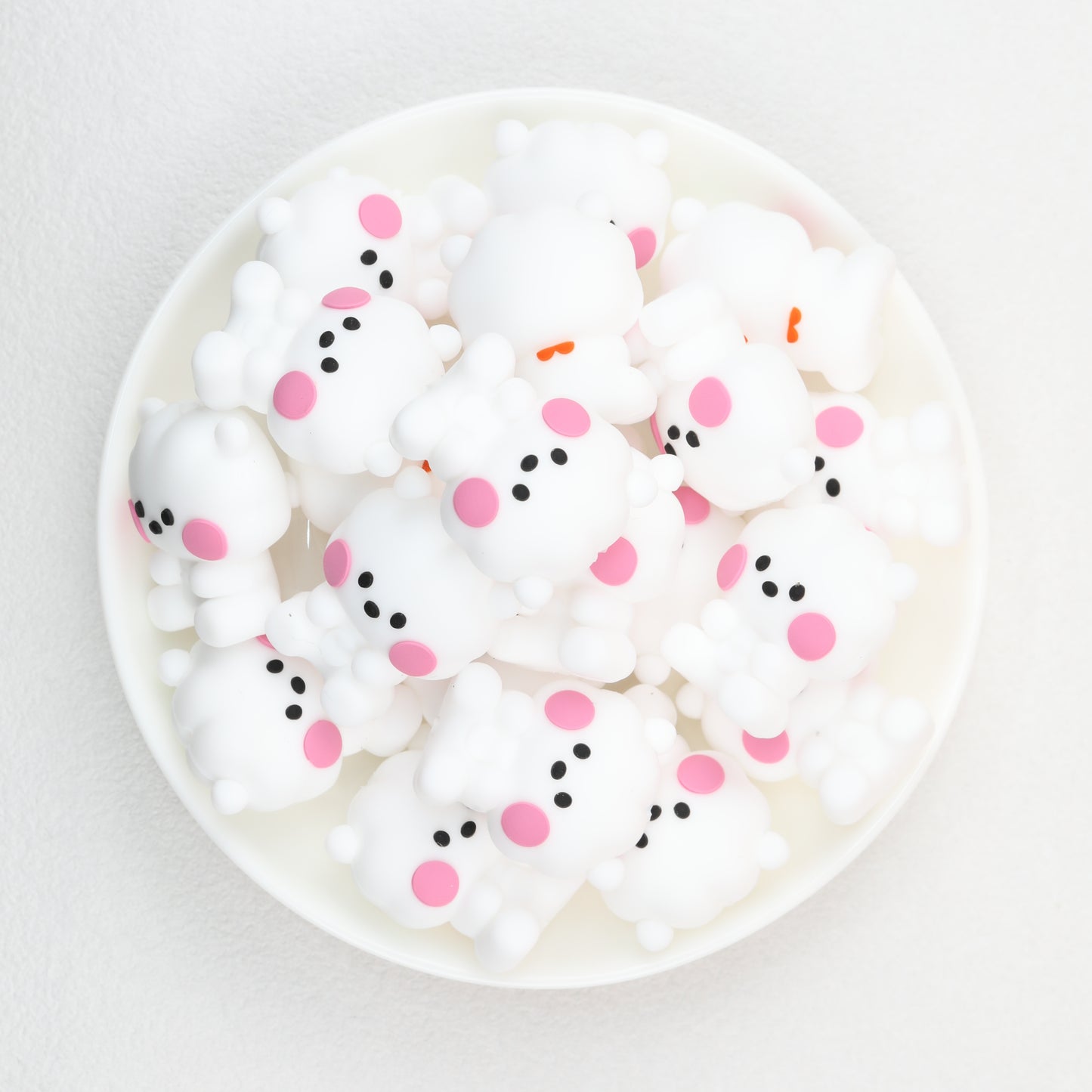 3D Animal Silicone Focal Beads Cute Rabbit Dog Design 20pcs