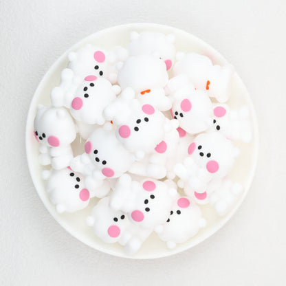 3D Animal Silicone Focal Beads Cute Rabbit Dog Design 20pcs