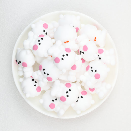 3D Animal Silicone Focal Beads Cute Rabbit Dog Design 20pcs