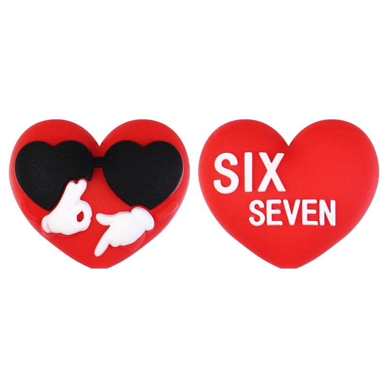 3D Highland Cow Silicone Focal Beads Wholesale, Six Seven 67 Red Love Heart Character